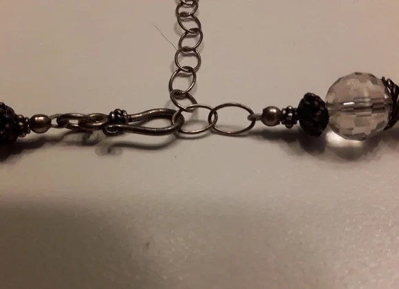 Silver/Gray Pyrite Necklace and Earrings - Picture 4 of 4